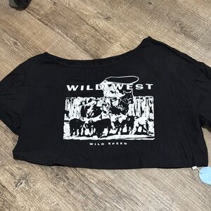 Black Wild West Graphic Crop Top